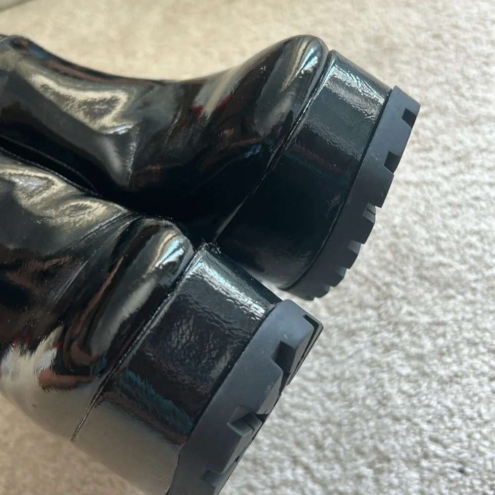 New Michael Kors Enya Platform faux patent leather boots